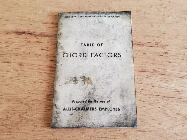 Vintage ALLIS CHALMERS Milwaukee Table Of Chord Factors Booklet As Is ROUGH R4