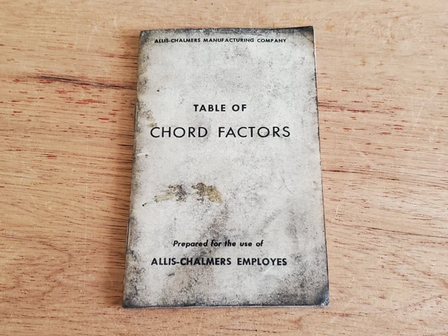 Vintage ALLIS CHALMERS Milwaukee Table Of Chord Factors Booklet As Is ROUGH R4