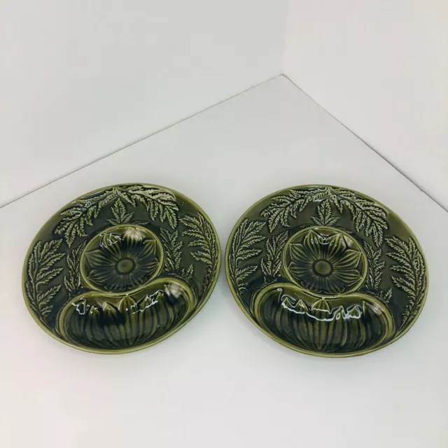2 Platos De Colección Casa Pupo Verde Alcachofa Secciones Majólica Retro Sumersiones Servir