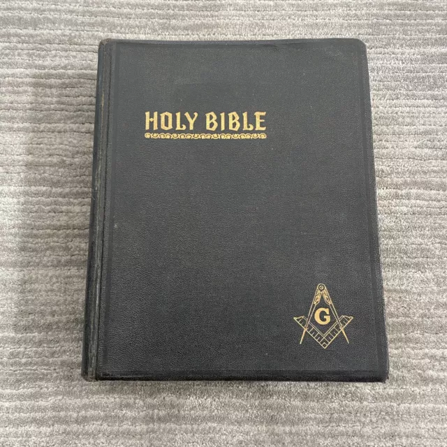 Giant Holy Bible Red Letter Masonic Edition Cyclopedic Indexed Hertel VTG 1951