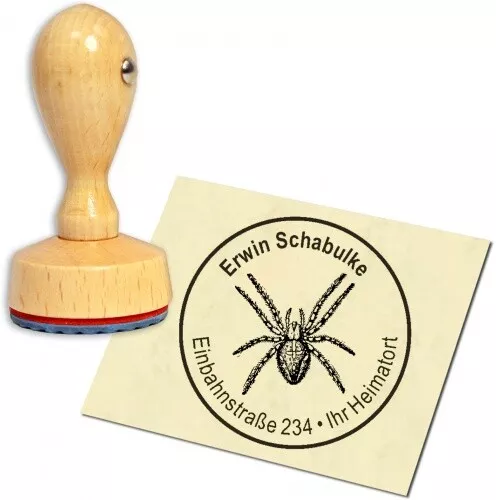 Stempel Adressstempel Holzstempel - Spinne - rund 40mm