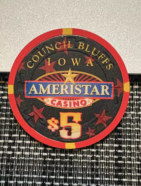 (Sharp) $5 Ameristar Casino Chip Poker Chip Gambling Token Council Bluffs Iowa G