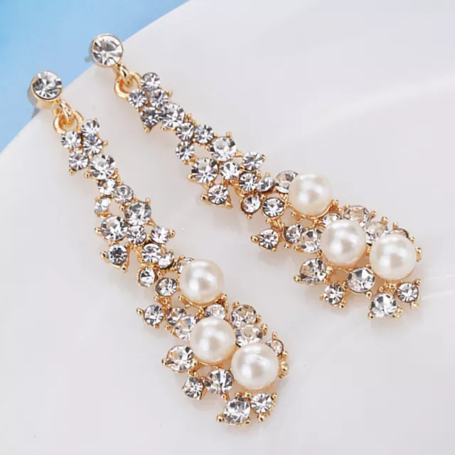 Boucles D'oreilles Pendantes Strass Décorative Perle