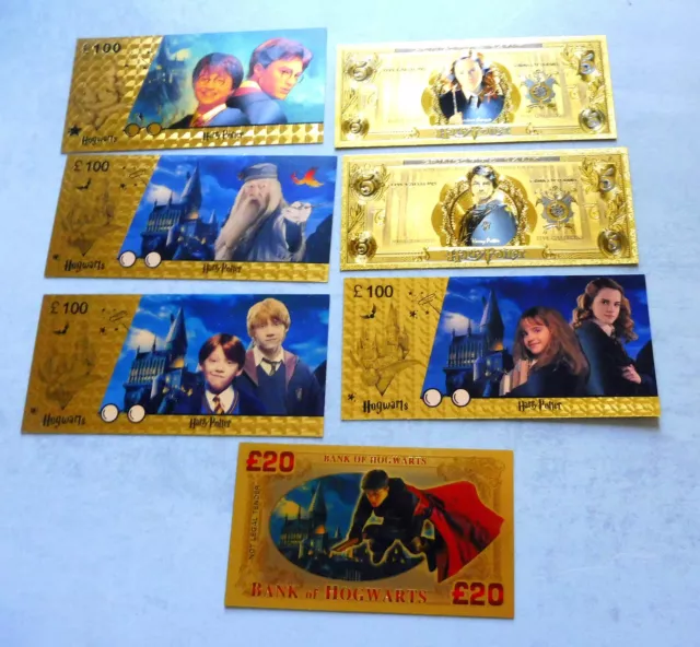 ★★ Collection De 7 Billets Polymer " Or " Special Harry Potter 100 Pounds ★★ G