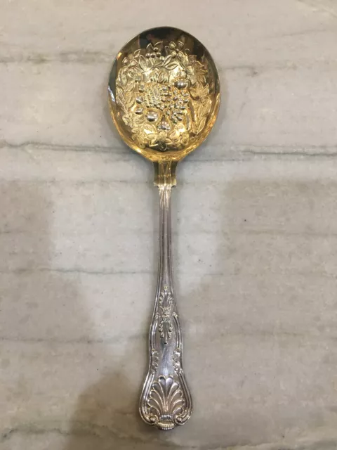 WA Sheffield England Fruit Spoon w/Gold Wash Bowl 9in