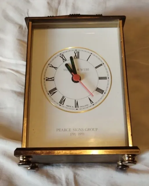 Vintage Working Mappin & Webb Battery Operated Brass Carriage Clock