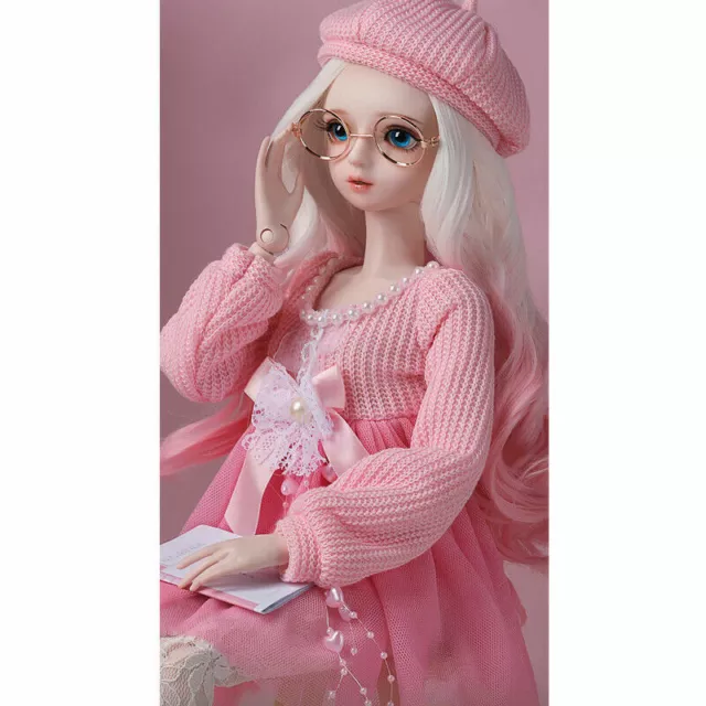 1/3 BJD Doll Girl 60cm Ball Jointed + Eyes + Glasses + Clothes + Wig FULL SET