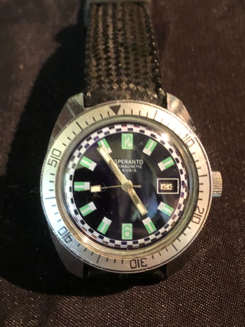 Montre De Plongée Vintage ESPÉRANTO Day-Date Mécanique - Années 1970 - Fonctionnelle