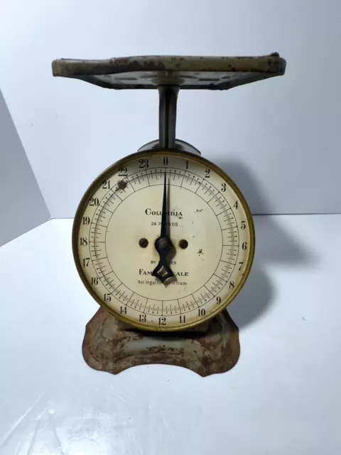 Vintage Columbia Family Scale, 24 Lbs, Gray Metal, Working  Condition.