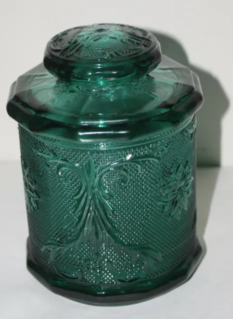 Indiana Glass Sandwich Spruce Green Canister w/ lid