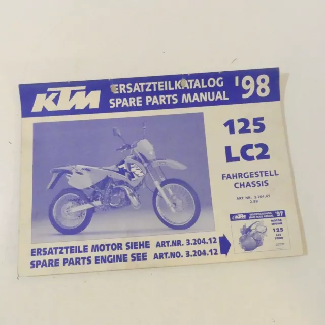 original KTM 125 LC 2 chassis spare parts catalogue parts catalogue manual 1998