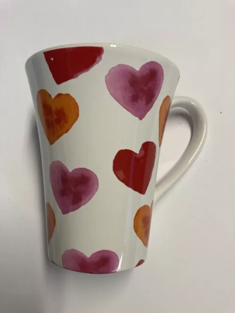 White 5”Mug With Red And Pink Hearts Valentines Mug Teleflora Gift Wide Brim Top