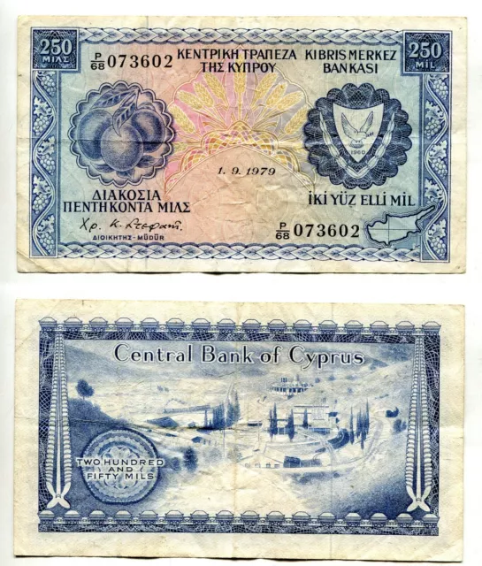 250 Mils Zypern / Cyprus 1.9.1979  Erhaltung III/III-,  P. 41c