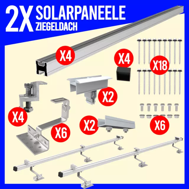 Photovoltaik Solarpanel Halterung 2X Montage Set Aufständerung Flachdach PV