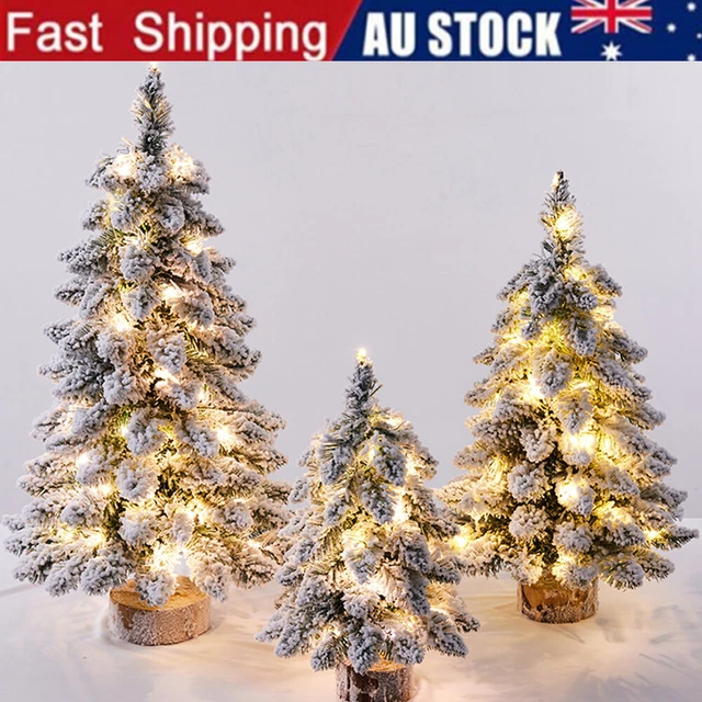 Small Mini Christmas Tree Snow LED Lights Xmas Tabletop Rtificial Ornament Gift