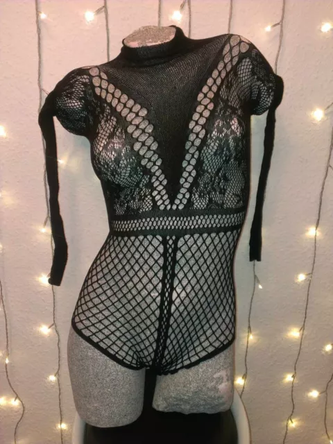 Leg Avenue Fischnetz Fishnet One Size Body Bodysuit Langarm Gothic Goth Punk 2