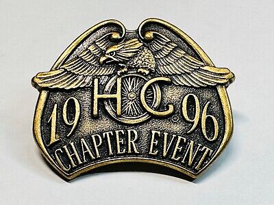 Vintage Harley Davidson HOG Owner Group Vest Pin Great Patina 1996 Chapter Event