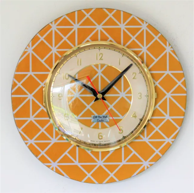 NEW 25cm Modern Yellow Wall Clock - Handmade Mid Century Vintage Wooden Formica