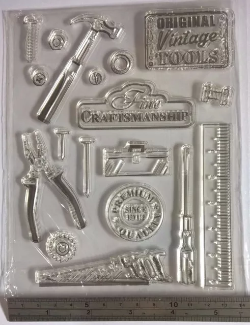18 Vintage Tool Hammer Clear Silicone Stamp Man Card Making Scrapbooking Journal