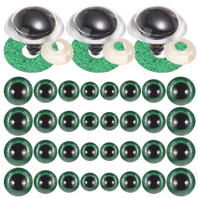 40 Glitter Plastic Safety Eyes Colorful Stuffed Animal Eyeballs Green