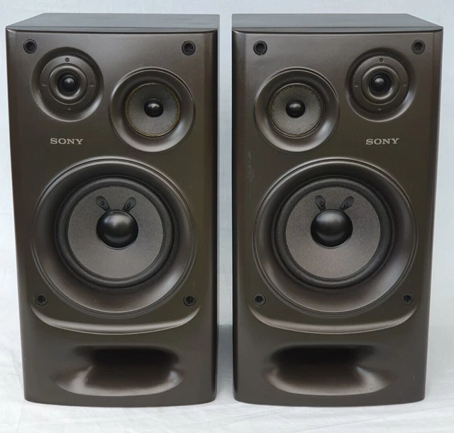 PAIR VINTAGE SONY SSH3800 3 Way Speakers 80W 6 Ohms in Black Working