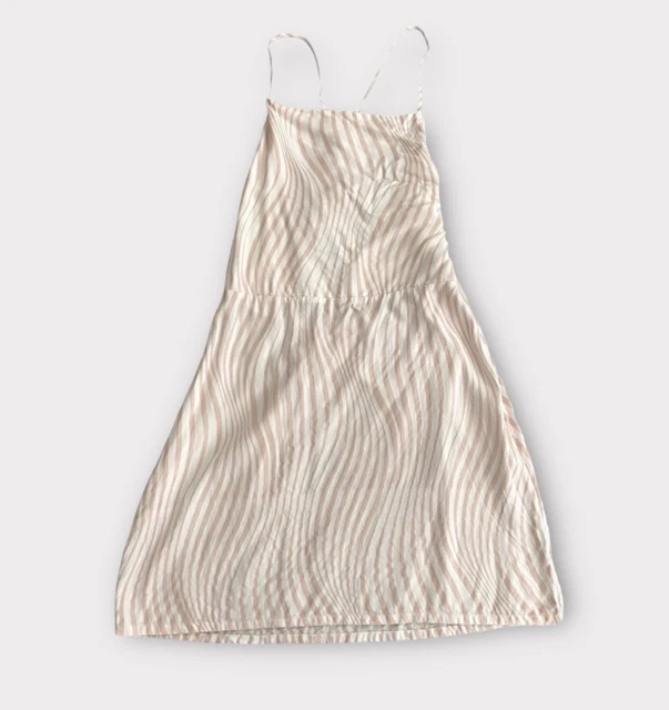 RVCA Girls Dress Size Large Strappy Criss Cross Open Back Stripe Sundress