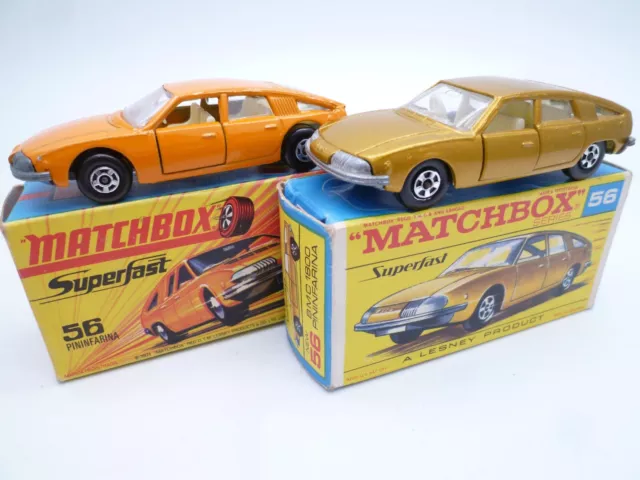 VINTAGE MATCHBOX SUPERFAST No.56c BMC PININFARINA 1800 PAIR ORIGINAL BOXED 1970s