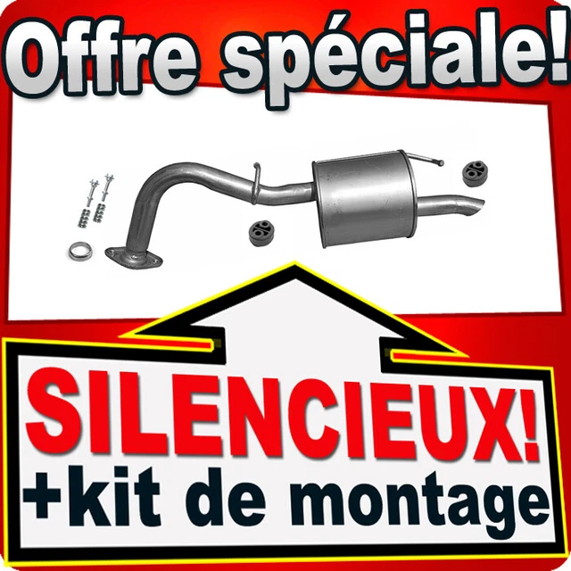 Silencieux Arrière Pour Toyota Yaris (P9) 1.3 VVT-i 87ch 2005-2011 - Neuf, Acier Aluminié, Kit Montage