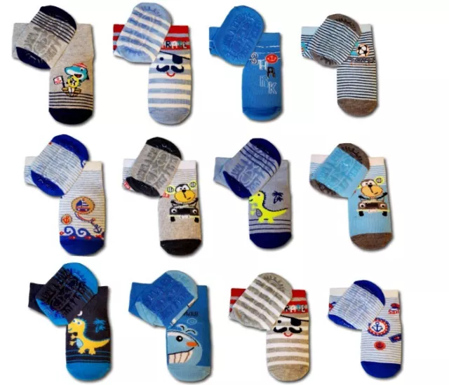 Baby Toddler Boy Anti Non Slip Cotton Silicone Sole Socks  Size 9-12 Months