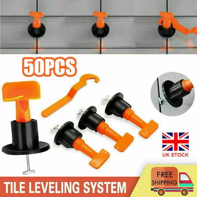 50pcs Tile Leveling System Kits Leveler Tile Spacer Wall Floor Tool Construction