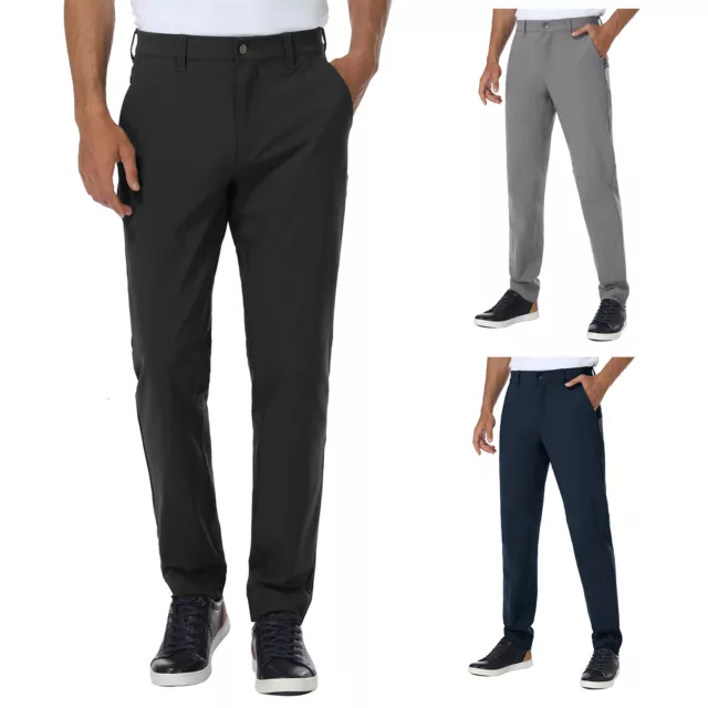 Men's Stretch Dress Pants Slim fit Workwear Flat Front Casual Chino Work Trouser