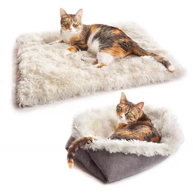 Pet Cat Nest Bed For Small Animal Kitten Fluffy Nest Warmer Mat Plush Soft Bed