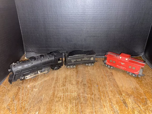 Marx 999 Metal 2-4-2 Locomotive with NYC Tender and Reading 92812 Caboose