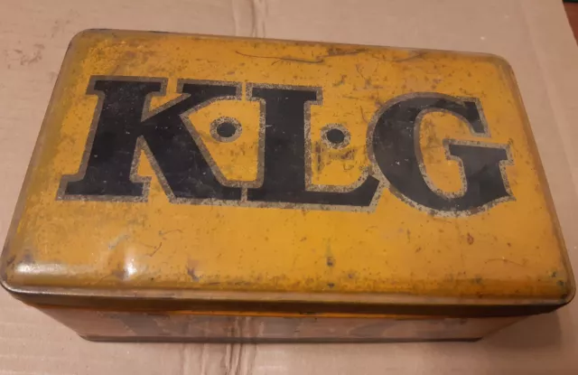 1 BOITE Publicitaire Ancienne BOUGIES KLG Moto Automobile Collector vintage Tôle