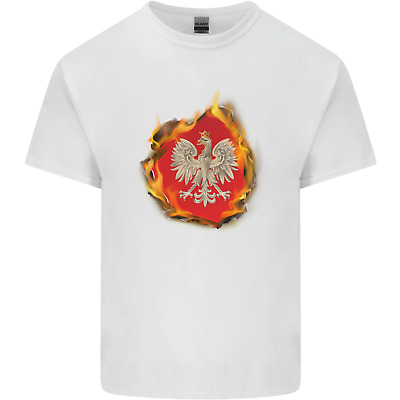 La bandiera polacca di incendio effetto Polonia Da Uomo Cotone T-Shirt Tee Top 2