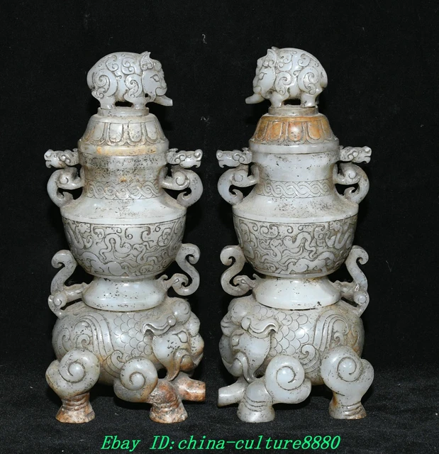 7.8 &ANTIQUE NATUREL et Tian Yulong animal éléphant vénérable vase ...