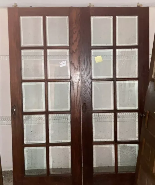 Elegant French Pocket Doors, Beveled Glass, Early 1900s, Antique Very Rare