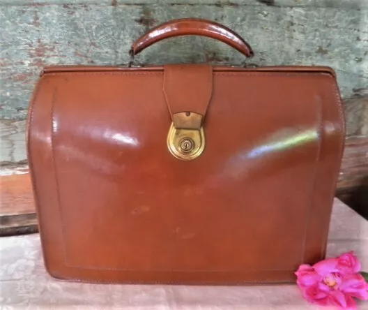 Vintage Leather Briefcase Falk & Co Nsw Top Grain Hide Brown Bag Attache Case 2