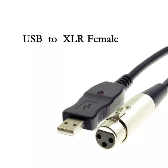 10ft XLR Female to USB Audio Cable Microphone to USB Interface Converter Adapter 2