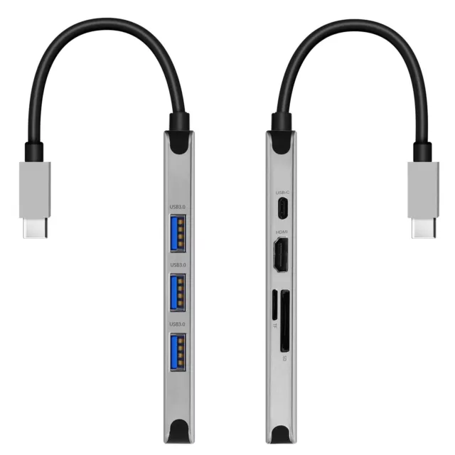 HUB 8 en 1 USB-C 3xUSB 1xUSB-C 1xHDMI 1xEthernet 1 SD Micro-SD Swissten - Gris