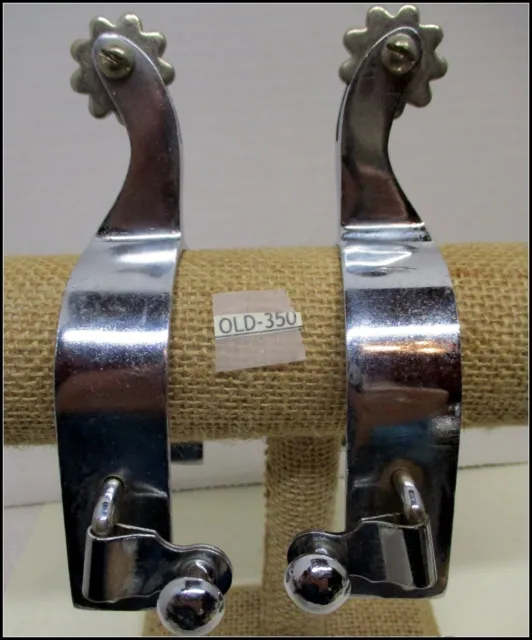 Vintage Unmarked Chrome Plated Cowboy Using Ranch Spurs have changeable Rowels