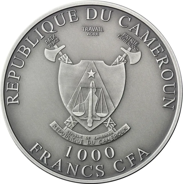 Kamerun 1000 Francs 2018 Leopard Silver Ounce Antique Finisch 1 Oz Silbermünze 2