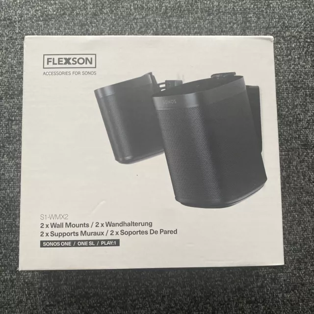 Montaje de pared Flexson para Sonos Play: 1 con par de hardware de instalación - negro