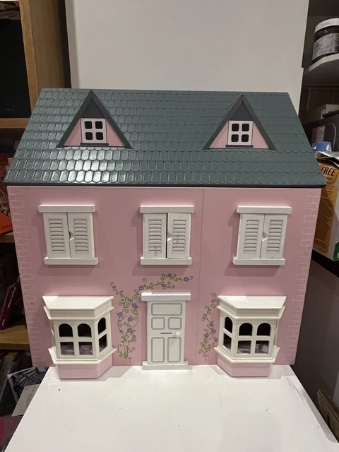 LARGE WOODEN DOLLS house with All furniture and Wooden Family Doll