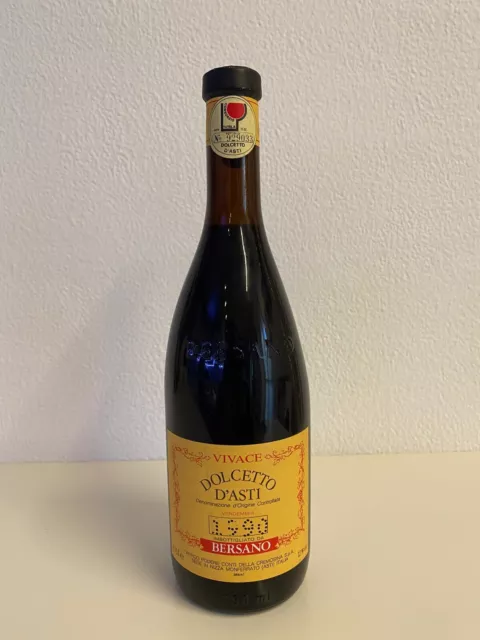 Vino Dolcetto D'Asti Bersano 1990 DOC, bottiglia d'annata vintage da collezione