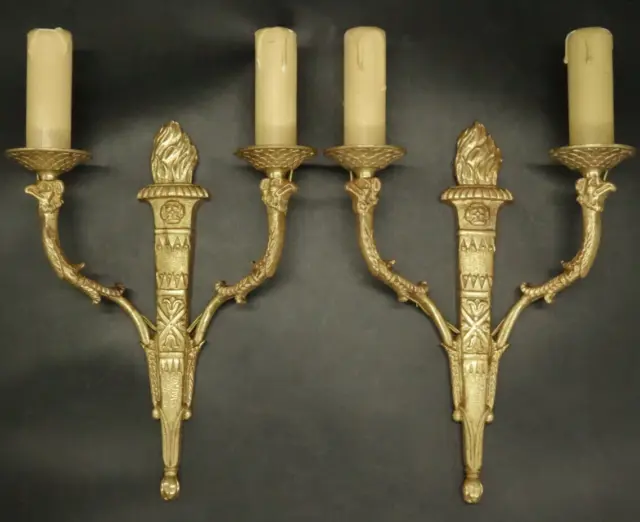 Small Pair Of Sconces Griffin Heads  Empire Style 19Th - Bronze - French Antique