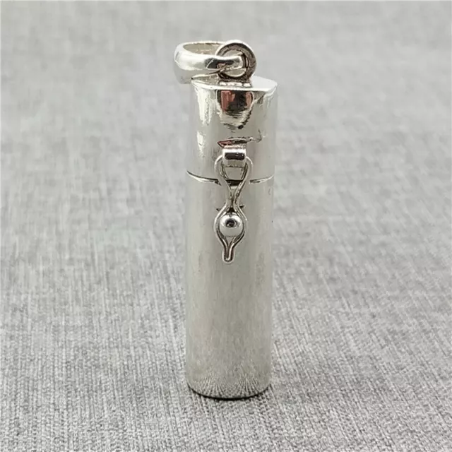 925 Sterling Silver Plain Cylinder Locket Pendant Prayer Memory Box