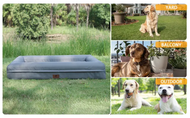 Dog Bed Orthopedic Foam Pet Mattress 42x30x8" w/ Bolster & Cover for X-Large Dog