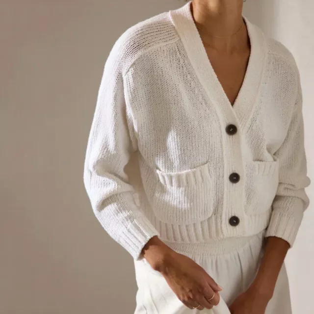 Brochu Walker Cropped Cardigan Salt White M $368