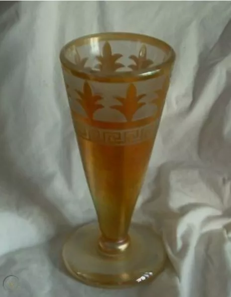 Steven Correia Gold Iridescent Greek Key Fleur De Lis Cameo Le Vase